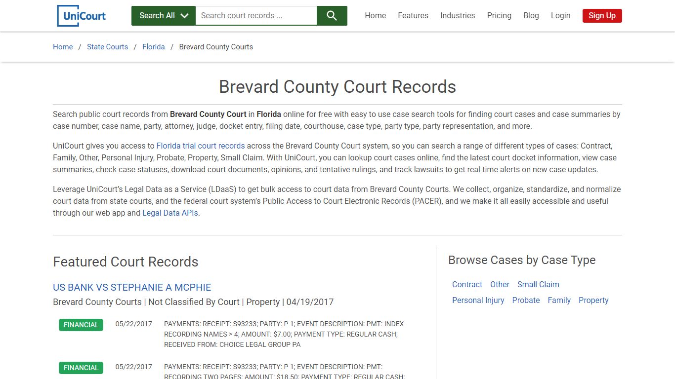 Brevard County Court Records | Florida | UniCourt